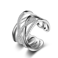 Empilable Twining Clear CZ Anneau Dazzling Zirconia Bagues de fiançailles pour les femmes