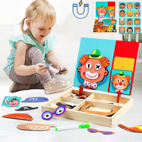En bois 3D Magnétique Puzzle Ensemble de Bande Dessinée Animaux Jigsaw Puzzle Jouet Dressup Boîte Enfants Développement