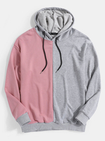 Ｍens Patchwork Solid Color Drop épaule manches longues Sweats à capuche