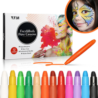 Ensemble de peinture de maquillage de 12 couleurs Crayons de peinture pour le corps du visage non toxiques anti-éclabous