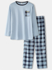 Ensemble de pyjama à la maison pour homme à col rond à manches longues et à taille élastique Palid