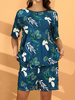 Ensemble de pyjama à manches courtes avec cordon de serrage pour femmes de grande taille