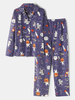Ensemble de pyjama à manches longues en coton imprimé animal et espace pour femmes