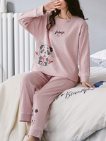 Ensemble de pyjama à taille élastique à manches longues et à manches longues pour femmes avec poche