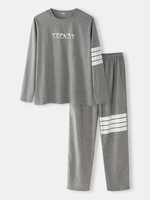 Ensemble de pyjama ample à manches longues à col rond en coton pour homme