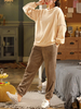Ensemble de pyjama chaud pour femmes à manches raglan de couleur unie pour femmes