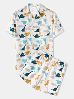 Ensemble de pyjama Cofy de dessin animé de taille élastique imprimé de dinosaure mignon pour hommes