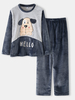 Ensemble de pyjama décontracté à la maison en peluche à motif de chien de dessin animé pour femmes