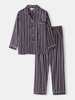 Ensemble de pyjama décontracté à la maison en soie glacée à manches longues à col à revers et à rayures classiques
