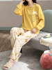 Ensemble de pyjama décontracté à manches longues pour femmes à imprimé floral et lettre de grande taille