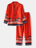 Ensemble de pyjama décontracté pour homme avec bande de texte imprimé soldat de bande dessinée pour homme avec poche à r