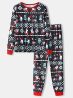 Ensemble de pyjama de salon à la maison pour hommes de dessin animé de motif de Noël imprimé o-cou lâche pantalon de jog
