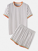 Ensemble de pyjama deux pièces à rayures verticales à manches courtes pour hommes