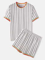 Ensemble de pyjama deux pièces à rayures verticales à manches courtes pour hommes