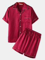 Ensemble de pyjama en fausse soie pour hommes à deux pièces