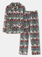 Ensemble de pyjama long en coton à double poche pour femme