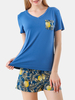 Ensemble de pyjama maison à manches courtes avec cordon de serrage pour femmes