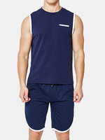 Ensemble de pyjama pour homme avec poche de sport,  couleur unie,  taille élastique confortable