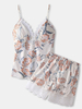 Ensemble de pyjama sans manches à imprimé floral pour femmes