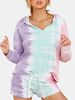 Ensemble de pyjama simple à la maison à manches longues avec cordon de serrage pour femmes