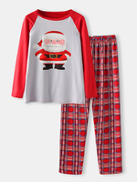 Ensemble de pyjamas à carreaux à manches raglan à manches raglan pour hommes de dessin animé pour hommes
