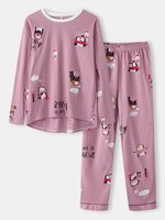 Ensemble de pyjamas à la maison en deux pièces à motif de dessin animé mignon pour femmes