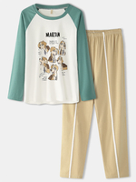 Ensemble de pyjamas à manches raglan à manches raglan pour femmes Plus