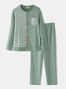 Ensemble de pyjamas décontractés à la maison pour hommes 100% coton Patchwork avec poche
