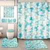 Ensemble de rideau de douche à petites fleurs à main levée Coussin de siège de toilette résistant à lusure Couvercl