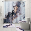 Ensemble de rideau de douche en polyester 180x180CM Ensemble de tapis de bain en éventail anti-dérapant imperméable à l&