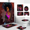 Ensemble de rideau de douche femme africaine impression 3D avec tapis antidérapant couverture de couvercle de toilette t