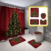 Ensemble de rideau de douche imperméable à leau de sapin de Noël Tapis de bain antidérapant Ensemble de tapis de so