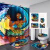 Ensemble de rideau de douche imperméable pour femmes noires afro-américaines avec tapis Tapis de salle de bain antidérap