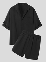 Ensemble de shorts décontractés à manches mi-longues pour hommes