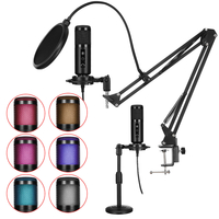 Ensemble de support de microphone à condensateur USB professionnel LED RVB pour ordinateur portable