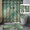 Ensemble de tapis anti-dérapant de rideau de douche de salle de bains de porte vintage verte Ensemble de tapis de bain a