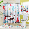 Ensemble de tapis antidérapant pour tapis de bain avec rideau de douche et couvercle de toilette