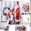 Ensemble de tapis de bain antidérapant imperméable de rideau de douche de Noël de bonhomme de neige du père Noël