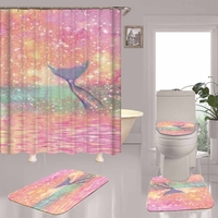 Ensemble de tapis de bain pour rideau de douche de salle de bain imprimé queue de sirène