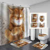 Ensemble de tapis de couverture de toilette de rideau de douche de salle de bains imperméable dimpression de chat