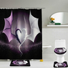 Ensemble de tapis de toilette animation pour deux rideaux de douche imperméables avec impression de dragon