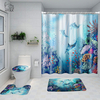 Ensemble de tapis de toilette de rideau de douche imperméable à leau de baleine Ocean World
