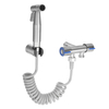 Ensemble doutils de nettoyage de salle de bains tenu dans la main de pulvérisateur de bidet de toilette dacier
