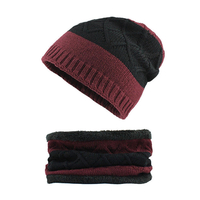 Ensemble hiver deux pièces pour hommes tricoté avec col en laine