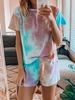 Ensemble pyjama deux pièces à manches courtes à imprimé tie-dye