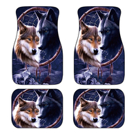 Ensemble universel de tapis de sol de voiture avant arrière motif loup imperméable lavable