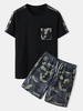 Ensembles à imprimé camouflage pour hommes Shorts à cordon de serrage à manches courtes Casual deux pièces