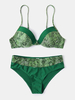 Ensembles de bikini de plage patchwork vert à bretelles imprimées florales