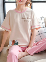 Ensembles de pyjama à manches courtes en coton imprimé animal de grande taille pour femmes