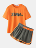 Ensembles de pyjama décontractés en coton à imprimé lettre pour femmes de grande taille avec shorts de sport